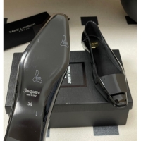 Popular Style Saint Laurent Cassandre Ballerinas Flat with Square Buckle in Patent Leather Black 0825104 