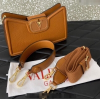 Promotional Valentino VLogo Signature Shoulder bag in Soft Grained Calfskin 0119 Golden Brown 2024