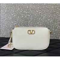 Grade Design Valentino Mini VLogo Signature Calfskin Crossbody Bag VLTN079 White 2024