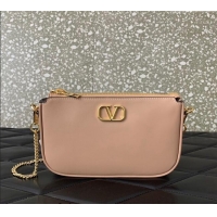 Good Taste Valentino Mini VLogo Signature Calfskin Crossbody Bag VLTN079 Light Pink 2024
