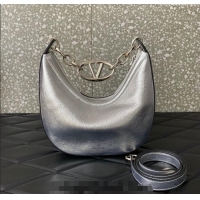 Promotional Valentino VLogo Moon Mini Hobo Bag in Nappa Leather with Chain VLTN0096 Silver 2024