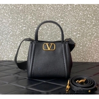 Big Discount Valentino Alltime Small Handbag in Grainy Calfskin 0288S Black 2024