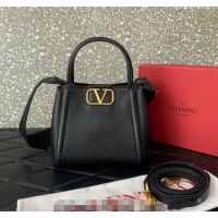 Big Discount Valentino Alltime Small Handbag in Grainy Calfskin 0288S Black 2024