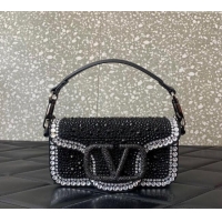 Big Discount Valentino Small Loco Bag with Strass Stud 5013 Black/Crystal 2024