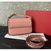 Affordable Price Valentino Rockstud Grainy Calfskin Pouch Mini Bag VLTN077 Pink 2024