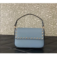 Unique Discount Valentino Rockstud Grainy Calfskin Pouch Mini Bag VLTN077 Blue 2024
