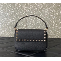 Best Price Valentino Rockstud Grainy Calfskin Pouch Mini Bag VLTN077 Black/Gold 2024