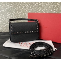 Top Quality Valentino Rockstud Grainy Calfskin Pouch Mini Bag VLTN077 Black/Gold 2024