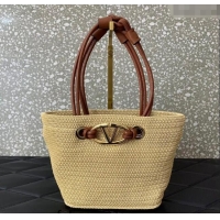 Reasonable Price Valentino Escape Small Raffia Straw Shopping bag 0990S Beige 2024