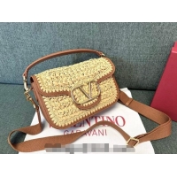 Fashion Discount Valentino Alltime Straw Shoulder bag 2059 Khaki 2024