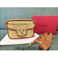 Fashion Discount Valentino Alltime Straw Shoulder bag 2059 Khaki 2024