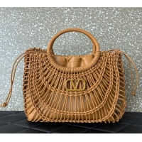 Best Design Valentino AllKnots Woven Leather Shopper Tote bag 0997 Brown 2024