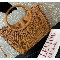 Best Design Valentino AllKnots Woven Leather Shopper Tote bag 0997 Brown 2024