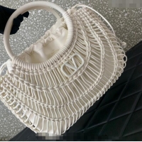 Best Design Valentino AllKnots Woven Leather Shopper Tote bag 0997 White 2024