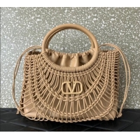 Well Crafted Valentino AllKnots Woven Leather Shopper Tote bag 0997 Beige 2024