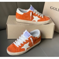 Top Grade Golden Goose Women’s Super-Star in orange suede with white leather star and heel tab 0902096