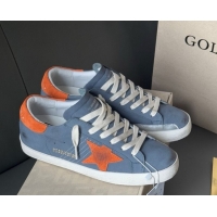Low Cost Golden Goose Women's Super Star in blue nubuck with orange suede star and heel tab 0902100