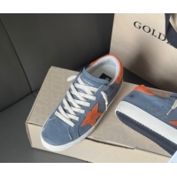 Low Cost Golden Goose Women's Super Star in blue nubuck with orange suede star and heel tab 0902100
