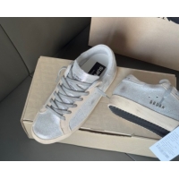 Top Grade Golden Goose Women's Super-Star in silver-tone leather with grey suede insert 0902102