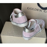 Popular Style Golden Goose Women's Super-Star in pink suede with silver star and heel tab 0902103