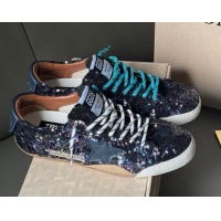 Durable Golden Goose Women's True-Star in sequins with star and leather heel tab Blue/Multicolor 0902104