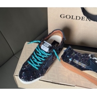 Durable Golden Goose Women's True-Star in sequins with star and leather heel tab Blue/Multicolor 0902104