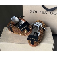 Good Quality Golden Goose Women's True-Star in gold sequins with black suede star and heel tab 0902106