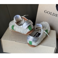 Perfect Golden Goose Women's True-Star in white sequins with green star and silver leather heel tab 0902109