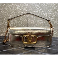 Luxury Cheap Valentino Loco Medium Shoulder Bag in Calfskin VLTN6030 Light Gold 2024