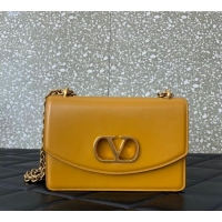 Best Price Valentino Vain shoulder bag in shiny calfskin with metallic VLogo Signature 2016 Yellow 2024