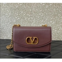 Inexpensive Valentino Vain shoulder bag in shiny calfskin with metallic VLogo Signature 2016 Dark Brown 2024