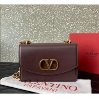 Inexpensive Valentino Vain shoulder bag in shiny calfskin with metallic VLogo Signature 2016 Dark Brown 2024