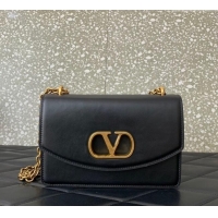 Buy Discount Valentino Vain shoulder bag in shiny calfskin with metallic VLogo Signature 2016 Black 2024