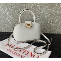 Super Quality Valentino Rockstud small top handle bag in grainy calfskin 5060 White 2024