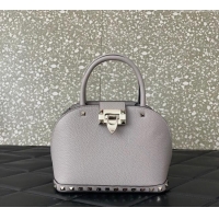 Trendy Design Valentino Rockstud small top handle bag in grainy calfskin 5060 Grey 2024
