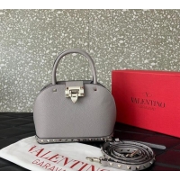 Trendy Design Valentino Rockstud small top handle bag in grainy calfskin 5060 Grey 2024