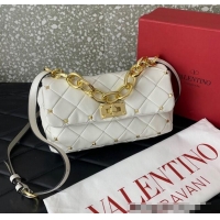 Well Crafted Valentino Rockstud Spike Shoulder bag in patchwork nappa leather with studs 5048 White 2024