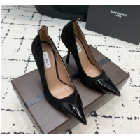 Stylish Alaia Le Cœur Heart High Pumps 10.5cm in Suede and Patent Leather Black AL100804 1008016