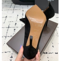 Stylish Alaia Le Cœur Heart High Pumps 10.5cm in Suede and Patent Leather Black AL100804 1008016