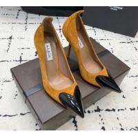 Sumptuous Alaia Le Cœur Heart High Pumps 10.5cm in Suede and Patent Leather Yellow AL100804 1008018