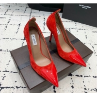 Top Grade Alaia Le Cœur Heart High Pumps 10.5cm in Suede and Patent Leather Red AL100804 1008019