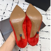 Top Grade Alaia Le Cœur Heart High Pumps 10.5cm in Suede and Patent Leather Red AL100804 1008019