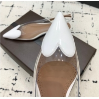 Good Quality Alaia Le Cœur Heart Slingback Flats in PVC and Patent Leather White AL100805 1008021