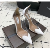 Most Popular Alaia Le Cœur Heart High Pumps 10.5cm in PVC and Patent Leather White AL100806 1008025