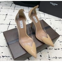 Best Price Alaia Le Cœur Heart High Pumps 10.5cm in PVC and Patent Leather Beige AL100806 1008027