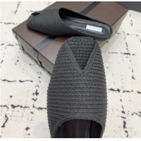 Unique Style Alaia Spike Flat Mules in Raffia Straw with Open Toe Black AL053102 1008031