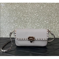 Buy Discount Valentino Rockstud crossbody bag in grainy calfskin with iconic hook 5070 Grey 2024