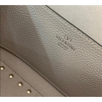 Buy Discount Valentino Rockstud crossbody bag in grainy calfskin with iconic hook 5070 Grey 2024