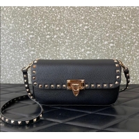 Trendy Design Valentino Rockstud crossbody bag in grainy calfskin with iconic hook 5070 Black 2024
