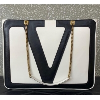Best Quality Valentino Viva Superstar Large Nappa Leather Shopping Bag with Maxi VLogo 0012 Black/White 2025